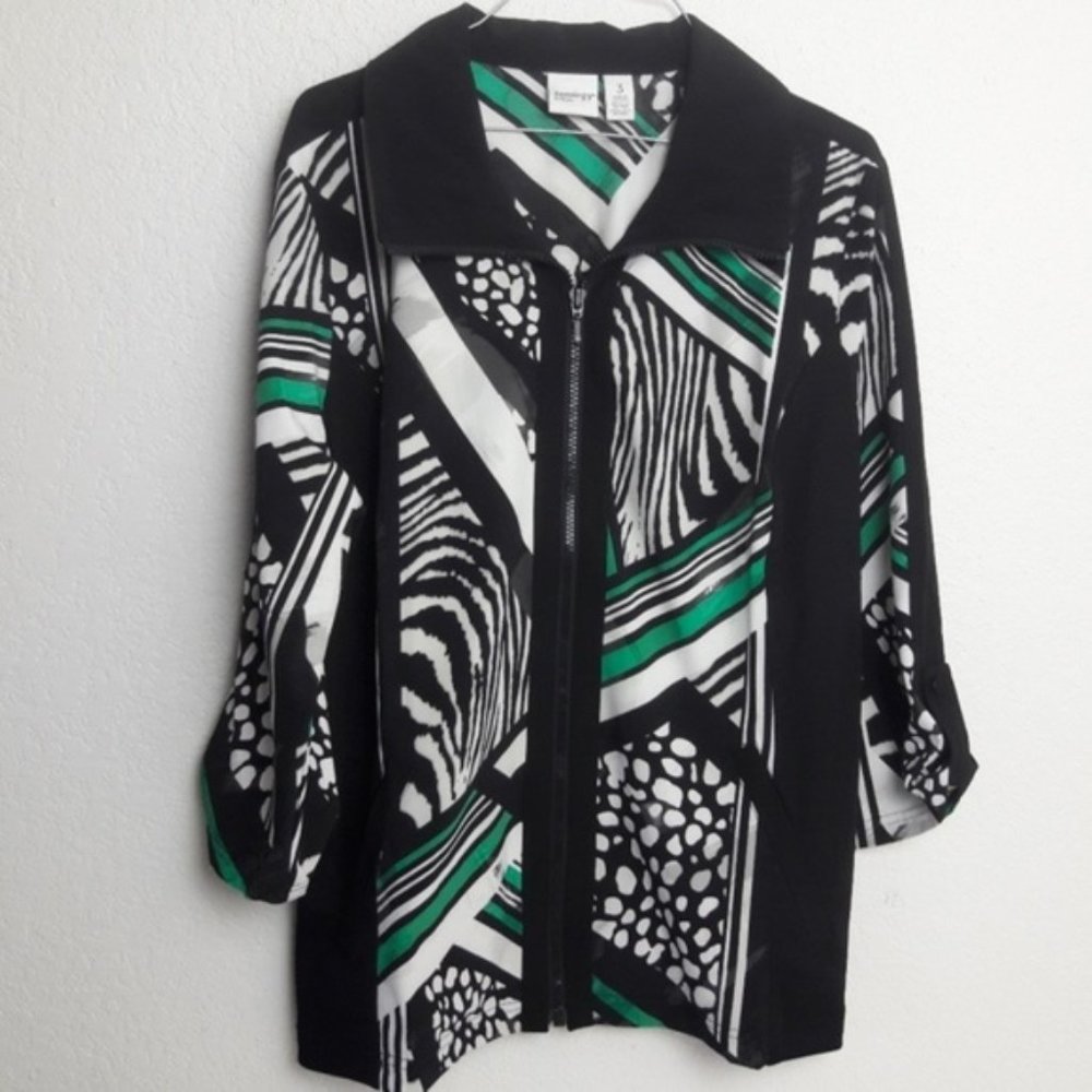 Chicos Zenergy  Animal Print Full Zip Jacket Size 3